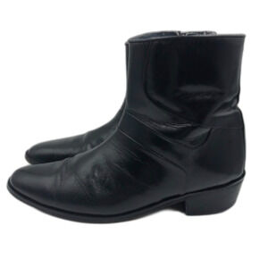 Stacy Adams Men's Black Leather Ankle Boots Side Zipper Closure Size 9.5 M